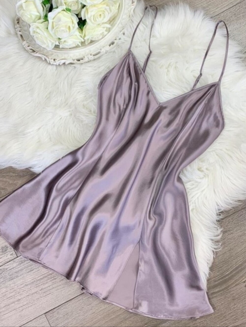 victoria’s secret vintage Y2K lilac grey 100% silk slip dress